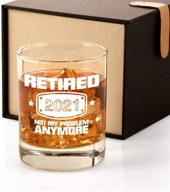 🥃 retirement gifts for men 2021, funny 'not my problem anymore' whiskey glass gift, happy retirement gifts for coworkers, boss, father, husband, brother, friends logo