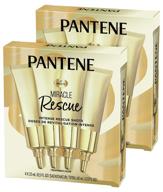 🔒 pantene hair mask miracle rescue shots - intensive repair treatment for damaged hair (twin pack), 4 count 0.5 oz each logo
