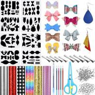🎀 complete 80-piece diy leather earring bow tie templates tool set: 8 sheets of reusable stencils, 6 faux leather pieces, 6 auxiliary diy tools, 10 metal curl clips, and 50 earring hooks logo