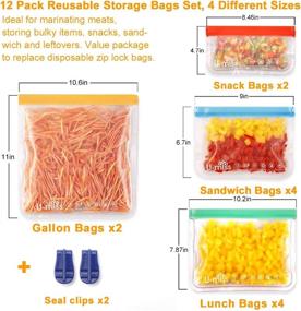 img 3 attached to 👜 Durable Reusable Storage Bags - BPA-Free & Freezer Bags (12 Pack) for Food, Travel & Home Organization