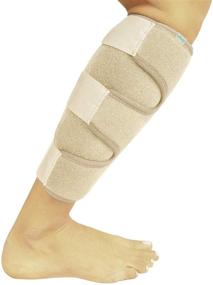 img 4 attached to Vive Calf Brace - Adjustable Shin Splint Support - Lower Leg Compression Wrap, Enhances Circulation, Reduces Muscle Swelling - Calf Sleeve for Men and Women - Pain Relief (Beige)