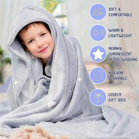 img 2 attached to 🌟 Glow in the Dark Throw Blanket - Super Soft Fuzzy Plush Fleece - 50x60 in - Decorated with Stars - Ideal for Kids, Women, Teens, and Toddlers - Grey