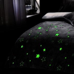 img 3 attached to 🌟 Glow in the Dark Throw Blanket - Super Soft Fuzzy Plush Fleece - 50x60 in - Decorated with Stars - Ideal for Kids, Women, Teens, and Toddlers - Grey