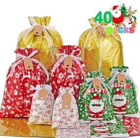 img 4 attached to Christmas Drawstring Gift Bags Tags Retail Store Fixtures & Equipment