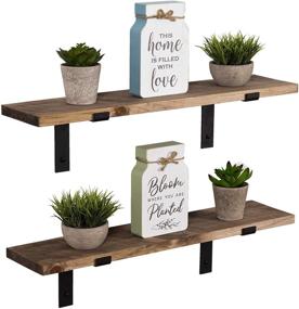img 4 attached to 🛠️ Handmade Set of 2 Rustic Wood Floating Shelves with L Brackets - Imperative Décor Wall Mounted Storage Shelf (24" x 5.5") - Special Walnut finish, Made in the USA
