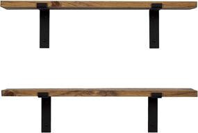 img 1 attached to 🛠️ Handmade Set of 2 Rustic Wood Floating Shelves with L Brackets - Imperative Décor Wall Mounted Storage Shelf (24" x 5.5") - Special Walnut finish, Made in the USA