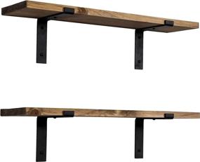 img 3 attached to 🛠️ Handmade Set of 2 Rustic Wood Floating Shelves with L Brackets - Imperative Décor Wall Mounted Storage Shelf (24" x 5.5") - Special Walnut finish, Made in the USA