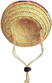 img 3 attached to Mini Straw Sombrero Hats for Small Pets - Fun 🎩 Mexican Hats for Dogs, Puppies, and Cats - Sombrero Party Hat Option