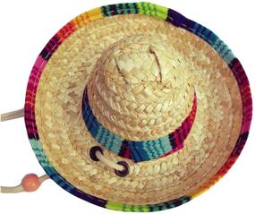 img 2 attached to Mini Straw Sombrero Hats for Small Pets - Fun 🎩 Mexican Hats for Dogs, Puppies, and Cats - Sombrero Party Hat Option