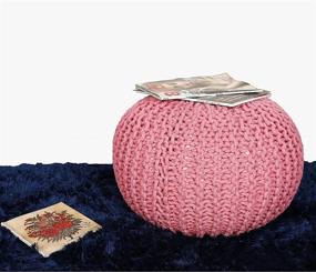 img 2 attached to 🎀 RAJRANG Boho Home Decor Pouf: Authentic Rajasthan-Inspired Ottoman Chair with Cotton Braid Cord Stitching - Pink, 20 x 14 Inches