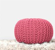 🎀 rajrang boho home decor pouf: authentic rajasthan-inspired ottoman chair with cotton braid cord stitching - pink, 20 x 14 inches logo