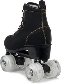 img 2 attached to 👟 Outdoor Roller Skates for Women - High-Top 4-Wheel Suede Skates for Girls | Classic Shiny Women's Roller Skate with Bag