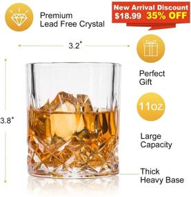 img 3 attached to Premium 11oz Whiskey Glasses Set of 4 - Perfect Gift 🥃 for Scotch Lovers! Old Fashioned Style Glassware for Bourbon, Rum, and More