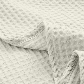 img 1 attached to Super Soft Breathable Woven Cotton Blankets Queen Size - Perfect for Bed and Sofa Décor - 100% Cotton Throw Blanket and Quilt in Off White