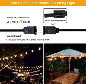 img 1 attached to 🌟 Waterproof Commercial 100FT Outdoor String Lights, Patio String Lights with 33+4 Shatterproof Clear Plastic LED Bulbs - Create Ambience on Your Patio, Porch, Backyard, Party, Wedding