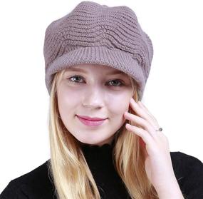 img 3 attached to Warm Winter Women's Slouchy Cable 🧣 Knit Beanie Hat with Visor by Muryobao