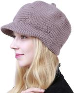 warm winter women's slouchy cable 🧣 knit beanie hat with visor by muryobao логотип