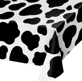 img 2 attached to 🐄 Creative Converting Cow Print Plastic Tablecover, 54x108 Black and White - Durable & Stylish Party Decor