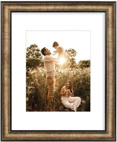 img 4 attached to 🖼️ Golden State Art Dark Brown & Bronze Color Photo Frame with White Mat, Real Glass (11x14 Frame for 8x10 Photo, 1-Pack)