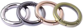 img 1 attached to 🔑 4pcs Round Carabiner Metal Spring Key Ring with Snap Hooks, Keyring Buckle, and Flat O Ring for Purses - BBC40-20 in Light Gold