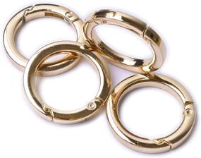 img 2 attached to 🔑 4pcs Round Carabiner Metal Spring Key Ring with Snap Hooks, Keyring Buckle, and Flat O Ring for Purses - BBC40-20 in Light Gold