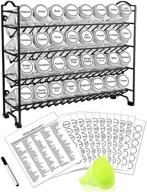 swommoly spice rack organizer: complete set with 32 empty square glass spice jars, 386 white labels, chalk marker, and funnel - ideal seasoning organizer for countertop, cabinet, or wall mount logo