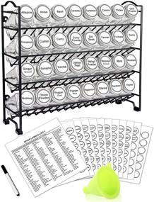 img 4 attached to SWOMMOLY Spice Rack Organizer: Complete Set with 32 Empty Square Glass Spice Jars, 386 White Labels, Chalk Marker, and Funnel - Ideal Seasoning Organizer for Countertop, Cabinet, or Wall Mount