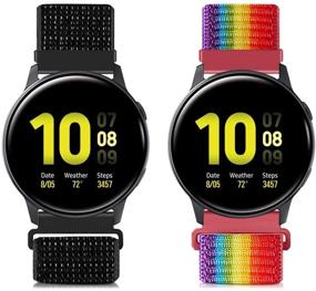 img 4 attached to AVOD 20Mm Nylon Sport Quick Release Bands Compatible With Garmin Vivoactive3/Forerunner 645/Galaxy Watch 42Mm Bands/Active2 44Mm 40Mm (Black White Official Rainbow