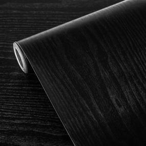img 4 attached to 🖤 Aysenc Black Contact Paper 15.7&#34; X 197&#34;, Self-Adhesive Black Wood Wallpaper - Waterproof Vinyl Peel and Stick for Wall Countertop, Cabinet, Shelf - Easy to Clean - Home Decoration