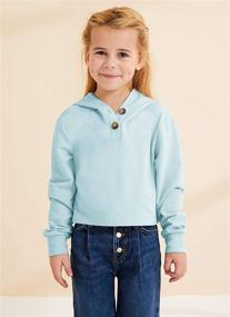 img 1 attached to 👧 GAMISOTE Kid's Girls Crop Tops Hoodie - Button-Up, Loose Fit, Short Pullover Sweatshirt for Casual and Active Use