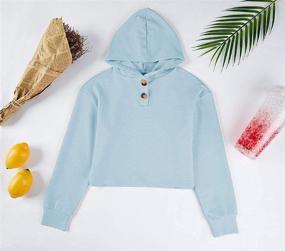 img 2 attached to 👧 GAMISOTE Kid's Girls Crop Tops Hoodie - Button-Up, Loose Fit, Short Pullover Sweatshirt for Casual and Active Use