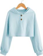 👧 gamisote kid's girls crop tops hoodie - button-up, loose fit, short pullover sweatshirt for casual and active use logo