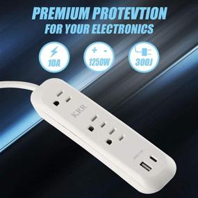 img 3 attached to ⚡ 6ft Power Strip Extension Cord with USB Ports (Type A+C), 3 Outlets, 1250W/10A, Surge Protector 300J - Ideal for Home Office, White