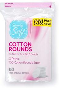 img 4 attached to 🆕 Lint-Free Absorbent Cotton Rounds - Simply Soft 100% Cotton Pads, 100 Count (3-Pack)