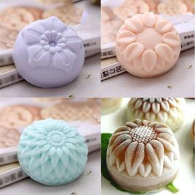 img 1 attached to 🌸 Kaqkiasiog 6-Cavity Silicone Soap Mold with Flower Shapes: Chrysanthemum, Sunflower, Cupcake Baking, Chocolate, Muffin & Pudding Pan - Handmade & Mild Bath Bombs Making - Flexible & Sturdy Tool