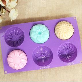 img 3 attached to 🌸 Kaqkiasiog 6-Cavity Silicone Soap Mold with Flower Shapes: Chrysanthemum, Sunflower, Cupcake Baking, Chocolate, Muffin & Pudding Pan - Handmade & Mild Bath Bombs Making - Flexible & Sturdy Tool