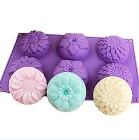 img 4 attached to 🌸 Kaqkiasiog 6-Cavity Silicone Soap Mold with Flower Shapes: Chrysanthemum, Sunflower, Cupcake Baking, Chocolate, Muffin & Pudding Pan - Handmade & Mild Bath Bombs Making - Flexible & Sturdy Tool