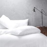 🛏️ modern white 3pc bamboo duvet cover set by wooflinen - luxuriously soft, includes duvet + 2 pillowcases - california king size logo