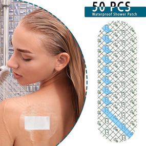 img 3 attached to 💧 Transparent Film Dressing Clear Waterproof Bandages – 50 Pieces, Round Shower Patch Shield Tattoo Tape Wrap Protection Supplies (4 Inch)