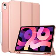 📱 moko ipad air 4 case with pencil holder - soft tpu trifold cover, rose gold - 2020 ipad air 10.9" compatible logo