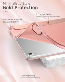 img 2 attached to 📱 MoKo iPad Air 4 Case with Pencil Holder - Soft TPU Trifold Cover, Rose Gold - 2020 iPad Air 10.9" Compatible