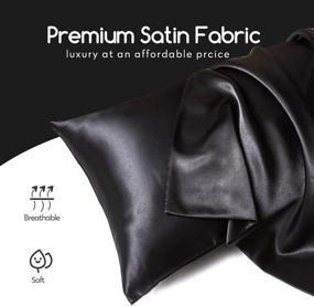 img 3 attached to 🌙 Enhance Hair and Skin Health with MR&HM Satin Pillowcase - 2 Pack, Queen Size, Black - Silk Satin Pillow Cases for a Silky Smooth Experience!