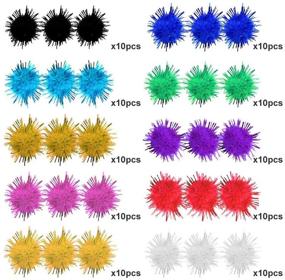 img 3 attached to 🐾 Sparkle Balls: 100pcs Assorted Pompoms, Multicolor Cat's Favorite Toy & Glitter Pom Pom for Cats & Kittens - DIY Crafts & Decorations