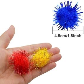 img 2 attached to 🐾 Sparkle Balls: 100pcs Assorted Pompoms, Multicolor Cat's Favorite Toy & Glitter Pom Pom for Cats & Kittens - DIY Crafts & Decorations