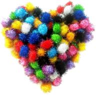 🐾 sparkle balls: 100pcs assorted pompoms, multicolor cat's favorite toy & glitter pom pom for cats & kittens - diy crafts & decorations logo