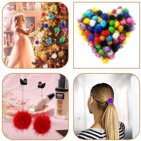 img 1 attached to 🐾 Sparkle Balls: 100pcs Assorted Pompoms, Multicolor Cat's Favorite Toy & Glitter Pom Pom for Cats & Kittens - DIY Crafts & Decorations
