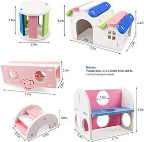 img 3 attached to 🐹 Bac-kitchen 5 Pcs Hamster Wooden Seesaw Tunnel Toy: Fun Gym Exercise Toy for Hamster Cage Accessories