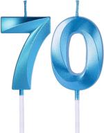 🎂 blue 70th birthday candle for cakes - number 70 glitter cake topper for anniversary, wedding, and party decorations logo
