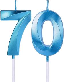 img 4 attached to 🎂 Blue 70th Birthday Candle for Cakes - Number 70 Glitter Cake Topper for Anniversary, Wedding, and Party Decorations