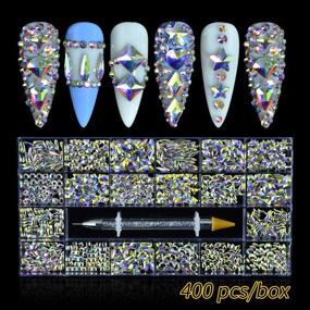 img 3 attached to 💎 400pcs Mixed Shape Glass Crystal Rhinestones: Sparkling Nail Art Decorations with Picking Pen